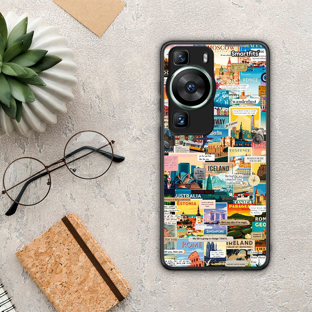 Θήκη Huawei P60 Live To Travel από τη Smartfits με σχέδιο στο πίσω μέρος και μαύρο περίβλημα | Huawei P60 Live To Travel Case with Colorful Back and Black Bezels