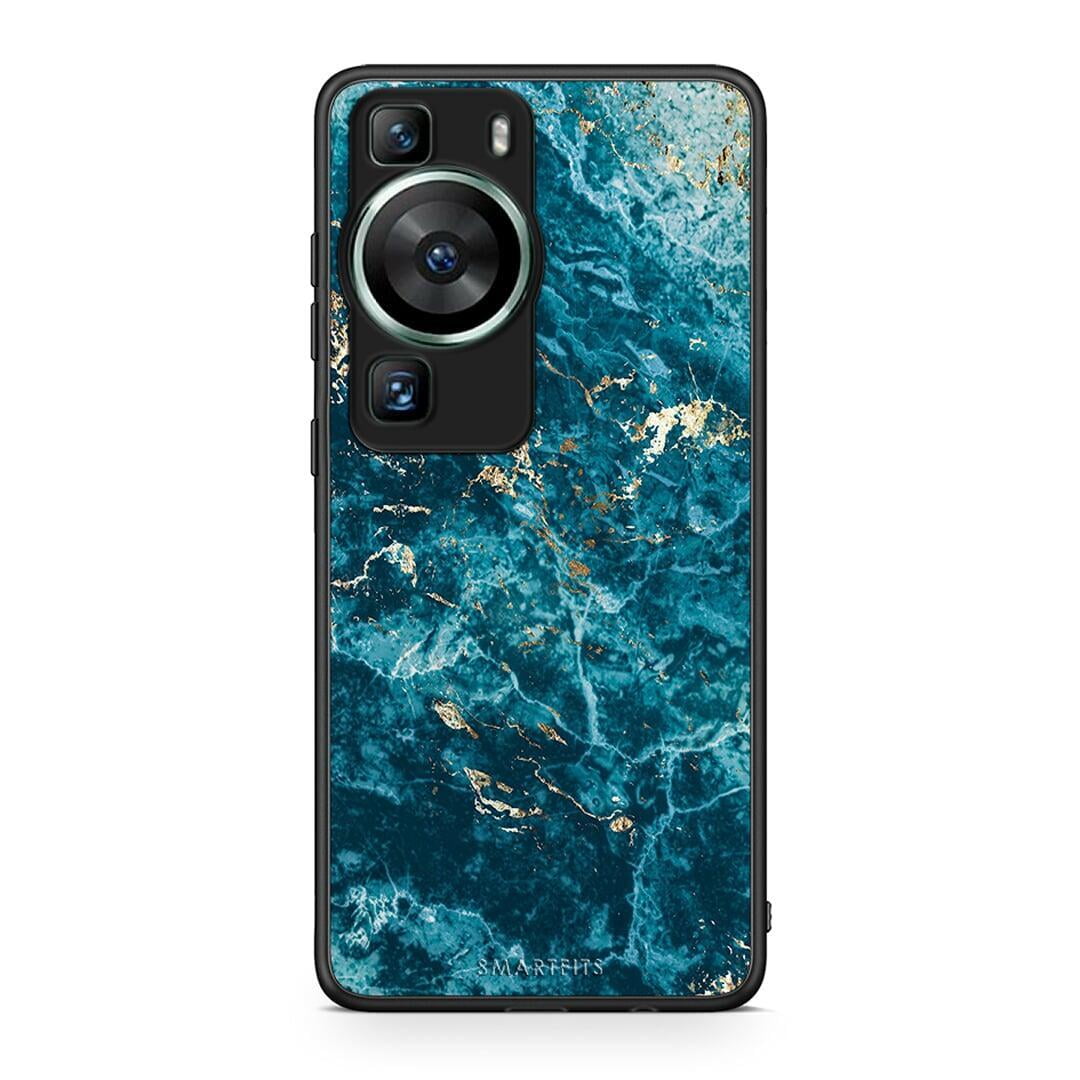 Θήκη Huawei P60 Marble Blue από τη Smartfits με σχέδιο στο πίσω μέρος και μαύρο περίβλημα | Huawei P60 Marble Blue Case with Colorful Back and Black Bezels