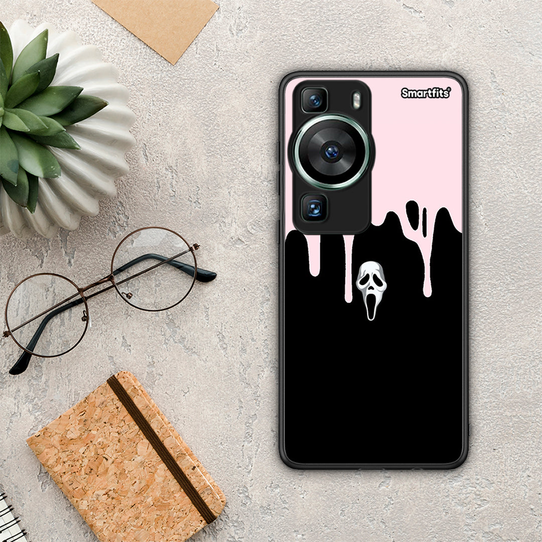Θήκη Huawei P60 Melting Halloween Mask από τη Smartfits με σχέδιο στο πίσω μέρος και μαύρο περίβλημα | Huawei P60 Melting Halloween Mask Case with Colorful Back and Black Bezels