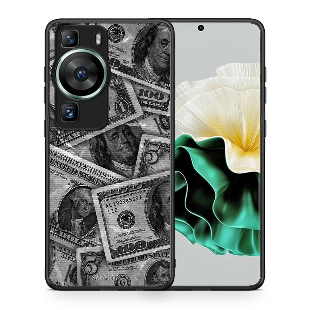 Θήκη Huawei P60 Money Dollars από τη Smartfits με σχέδιο στο πίσω μέρος και μαύρο περίβλημα | Huawei P60 Money Dollars Case with Colorful Back and Black Bezels