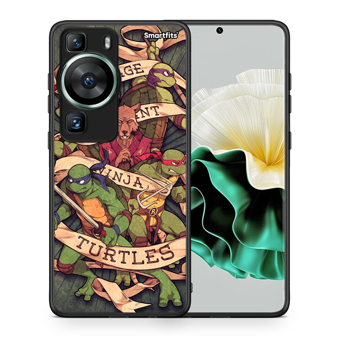Θήκη Huawei P60 Ninja Turtles από τη Smartfits με σχέδιο στο πίσω μέρος και μαύρο περίβλημα | Huawei P60 Ninja Turtles Case with Colorful Back and Black Bezels