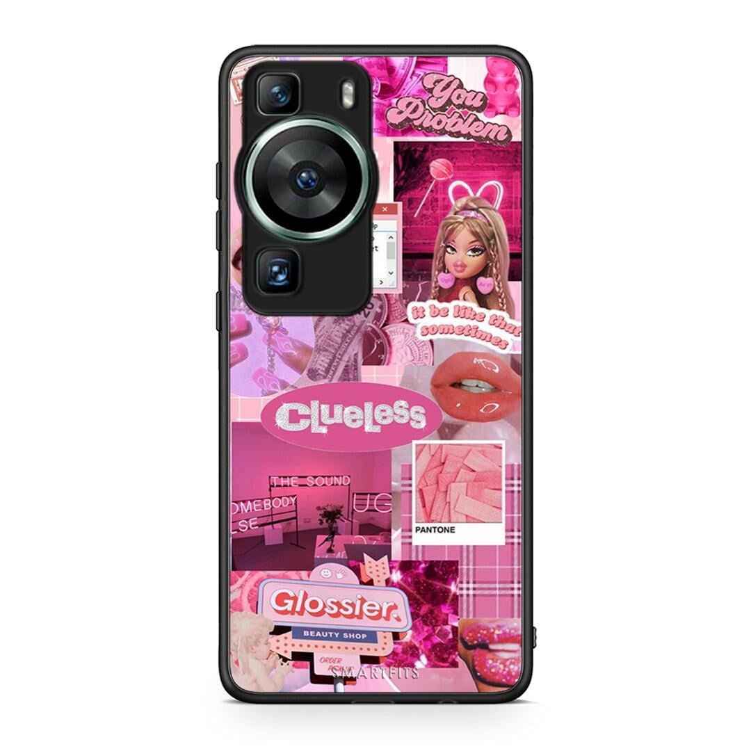 Θήκη Huawei P60 Pink Love από τη Smartfits με σχέδιο στο πίσω μέρος και μαύρο περίβλημα | Huawei P60 Pink Love Case with Colorful Back and Black Bezels