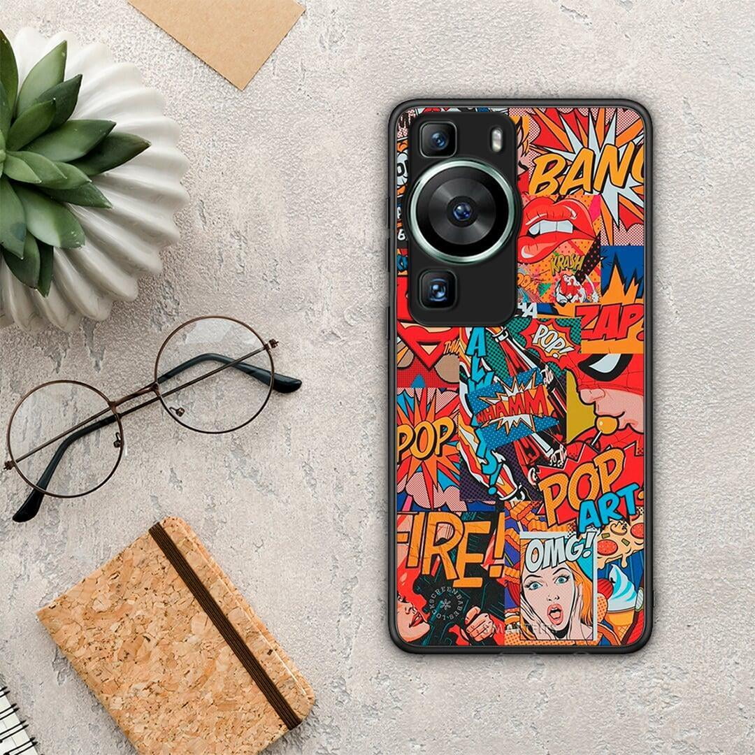 Θήκη Huawei P60 PopArt OMG από τη Smartfits με σχέδιο στο πίσω μέρος και μαύρο περίβλημα | Huawei P60 PopArt OMG Case with Colorful Back and Black Bezels