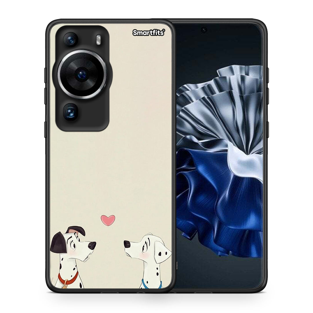 Θήκη Huawei P60 Pro Dalmatians Love από τη Smartfits με σχέδιο στο πίσω μέρος και μαύρο περίβλημα | Huawei P60 Pro Dalmatians Love Case with Colorful Back and Black Bezels