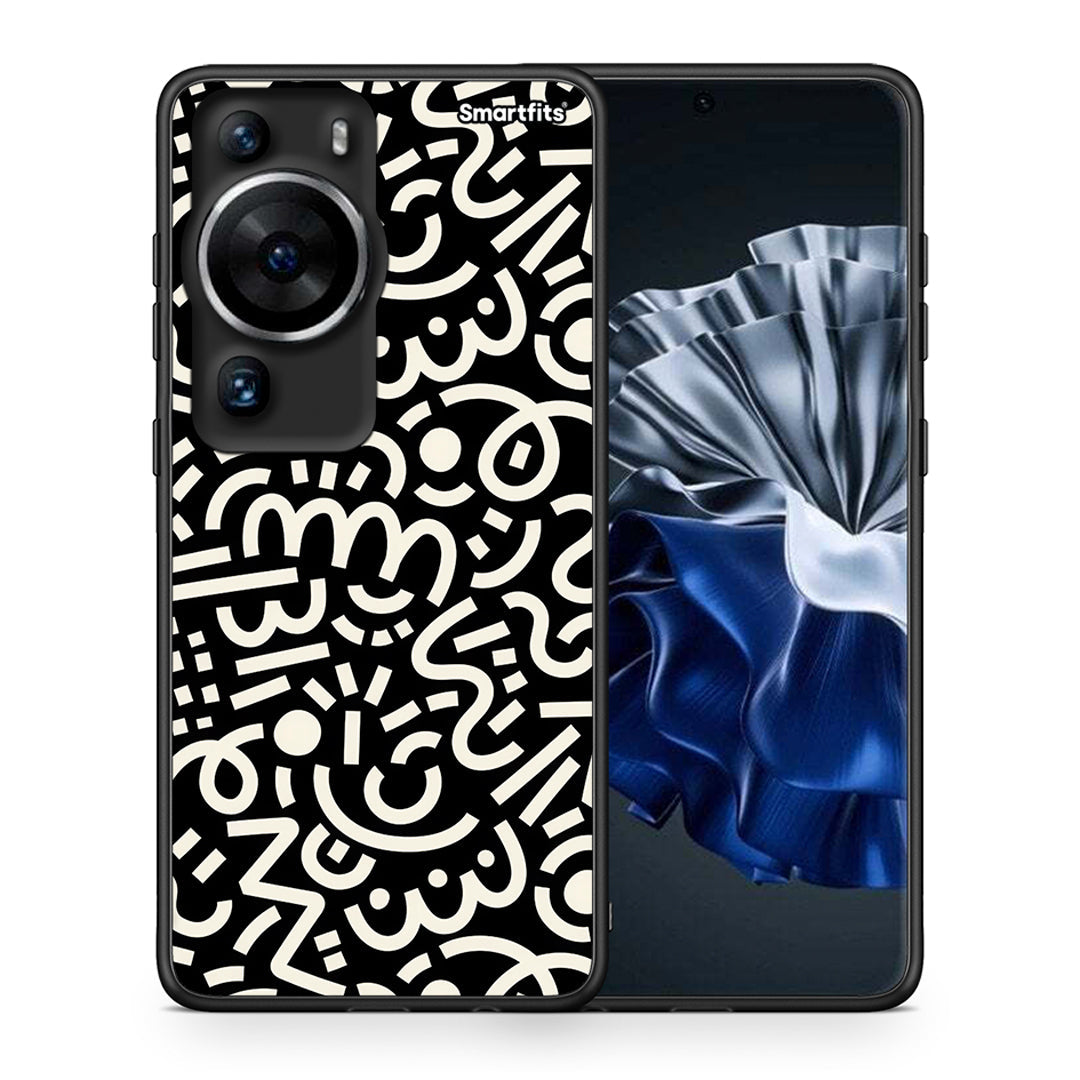 Θήκη Huawei P60 Pro Doodle Art από τη Smartfits με σχέδιο στο πίσω μέρος και μαύρο περίβλημα | Huawei P60 Pro Doodle Art Case with Colorful Back and Black Bezels
