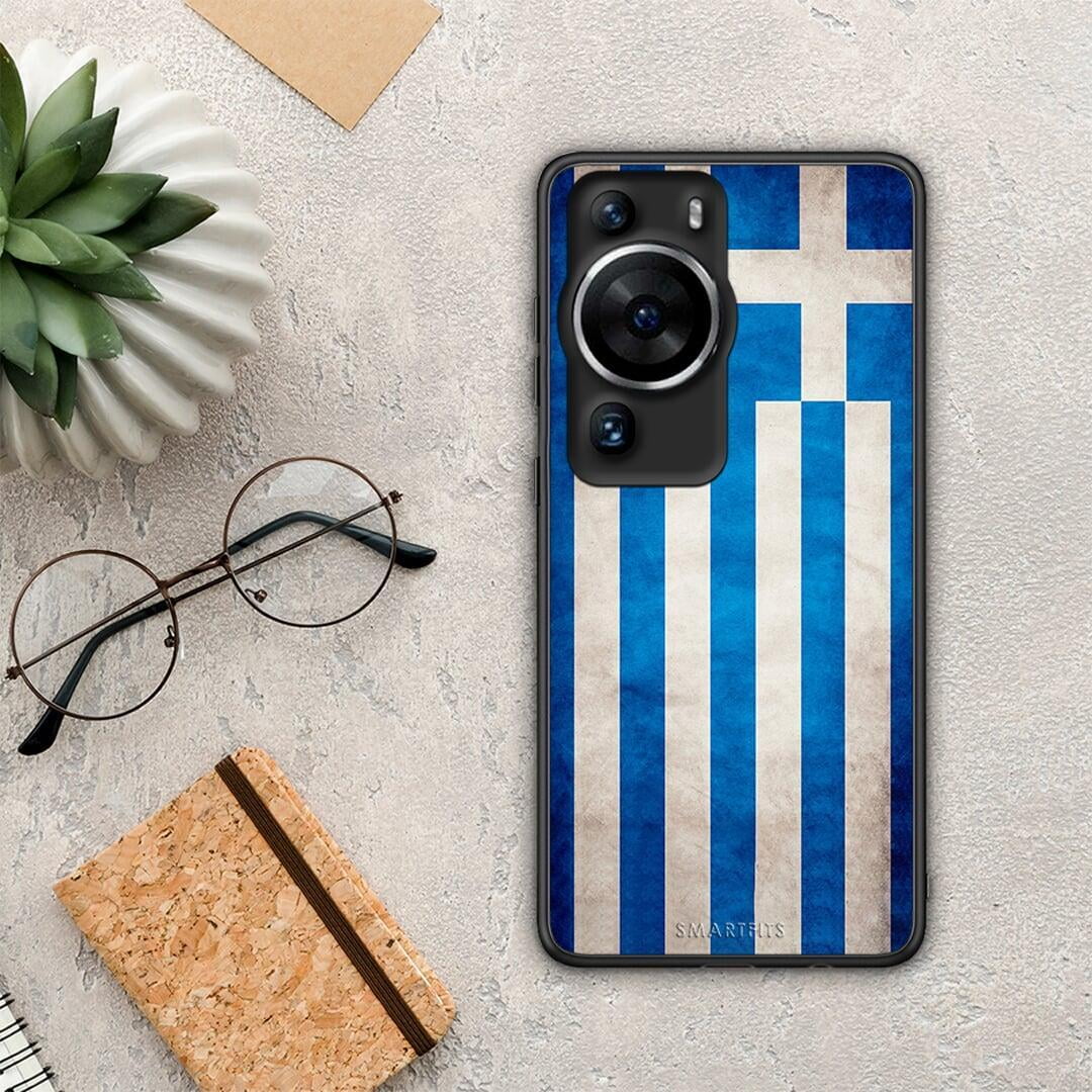 Θήκη Huawei P60 Pro Flag Greek από τη Smartfits με σχέδιο στο πίσω μέρος και μαύρο περίβλημα | Huawei P60 Pro Flag Greek Case with Colorful Back and Black Bezels