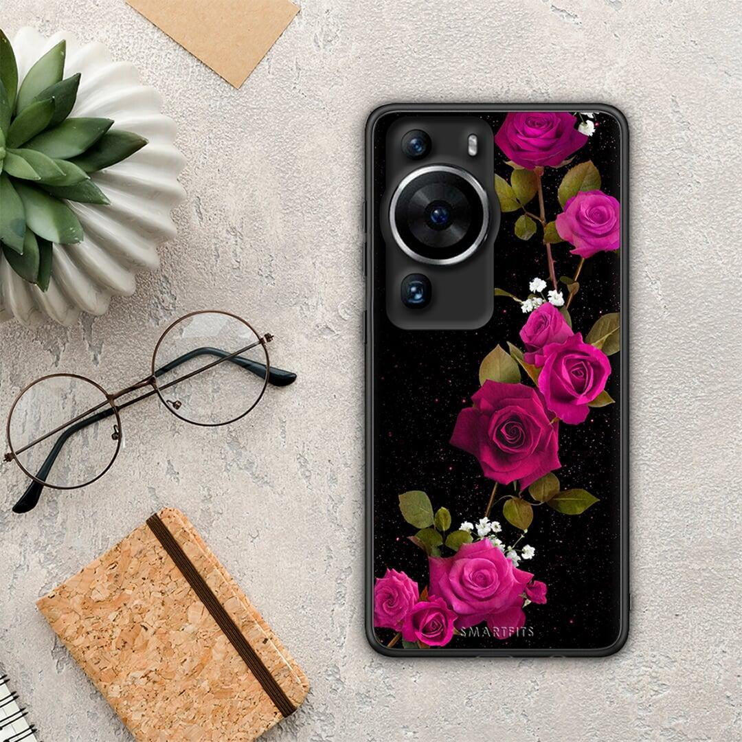 Θήκη Huawei P60 Pro Flower Red Roses από τη Smartfits με σχέδιο στο πίσω μέρος και μαύρο περίβλημα | Huawei P60 Pro Flower Red Roses Case with Colorful Back and Black Bezels