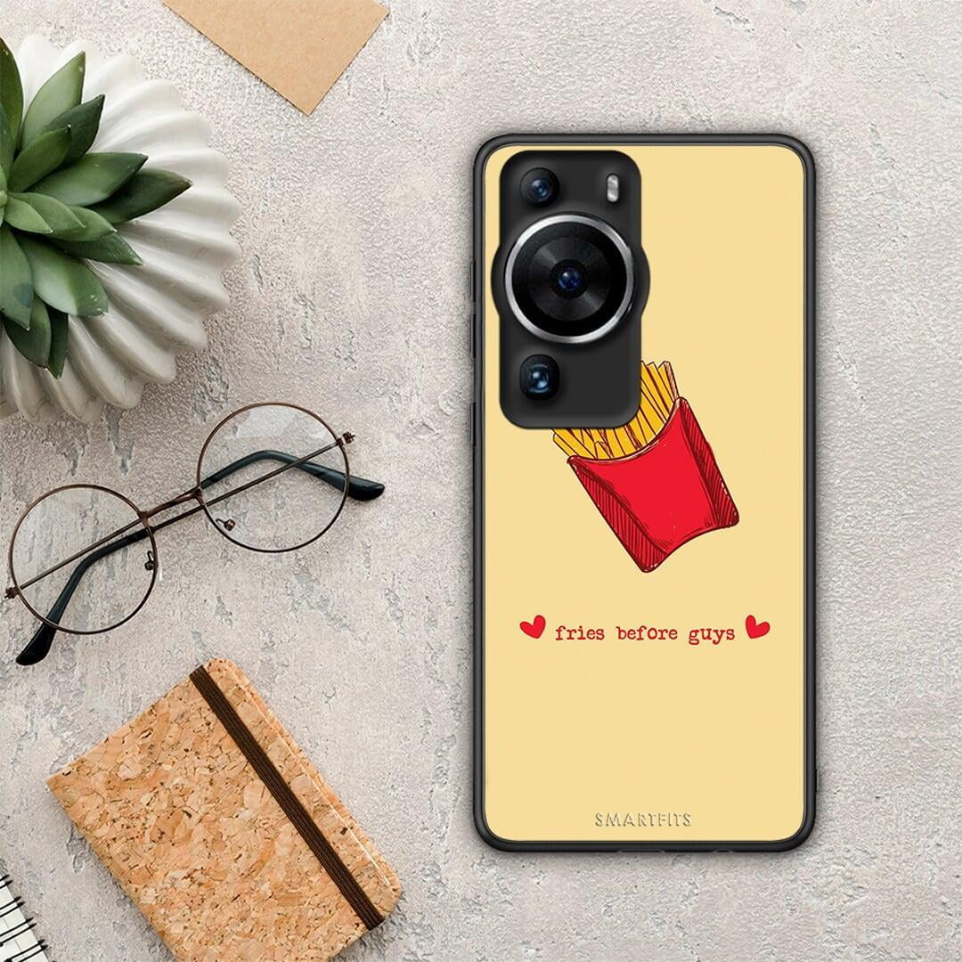 Θήκη Huawei P60 Pro Fries Before Guys από τη Smartfits με σχέδιο στο πίσω μέρος και μαύρο περίβλημα | Huawei P60 Pro Fries Before Guys Case with Colorful Back and Black Bezels