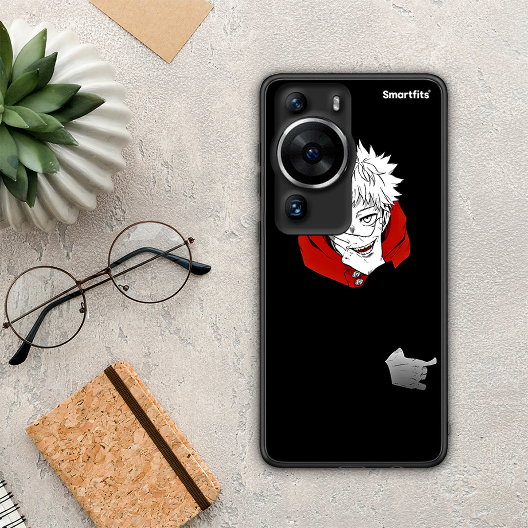 Θήκη Huawei P60 Pro Itadori Anime από τη Smartfits με σχέδιο στο πίσω μέρος και μαύρο περίβλημα | Huawei P60 Pro Itadori Anime Case with Colorful Back and Black Bezels