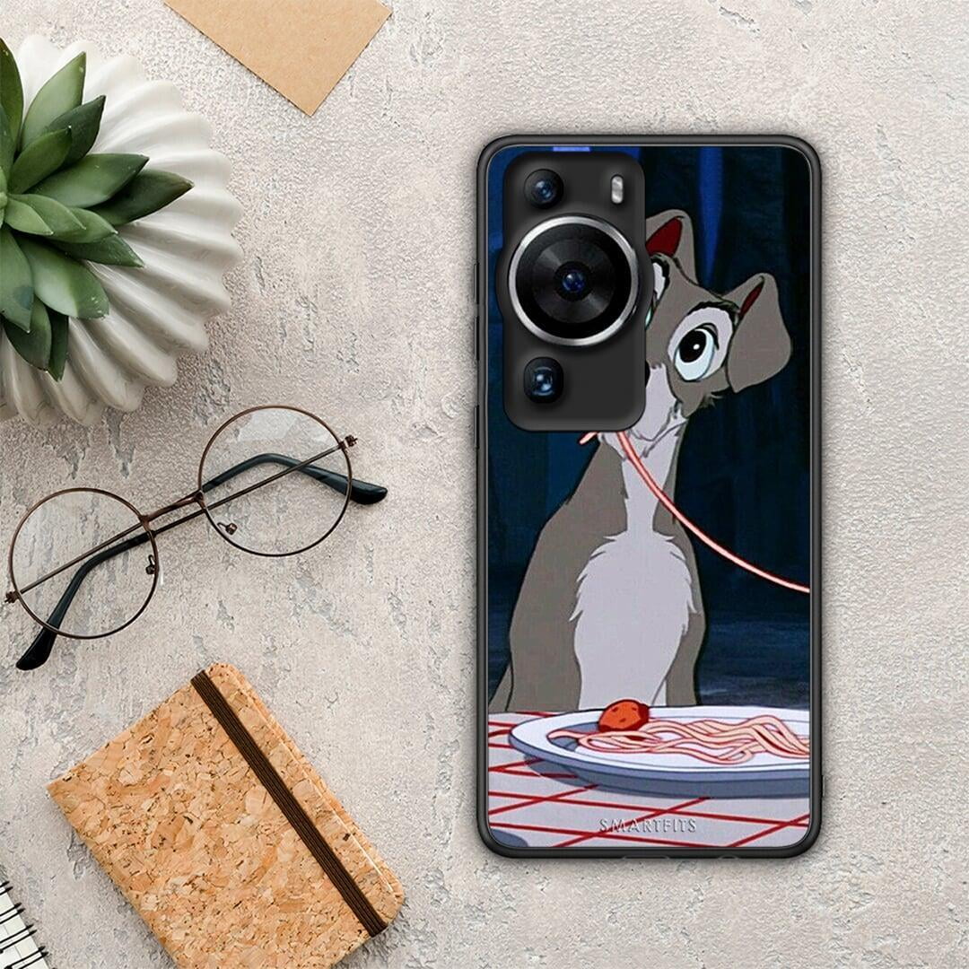 Θήκη Huawei P60 Pro Lady And Tramp 1 από τη Smartfits με σχέδιο στο πίσω μέρος και μαύρο περίβλημα | Huawei P60 Pro Lady And Tramp 1 Case with Colorful Back and Black Bezels