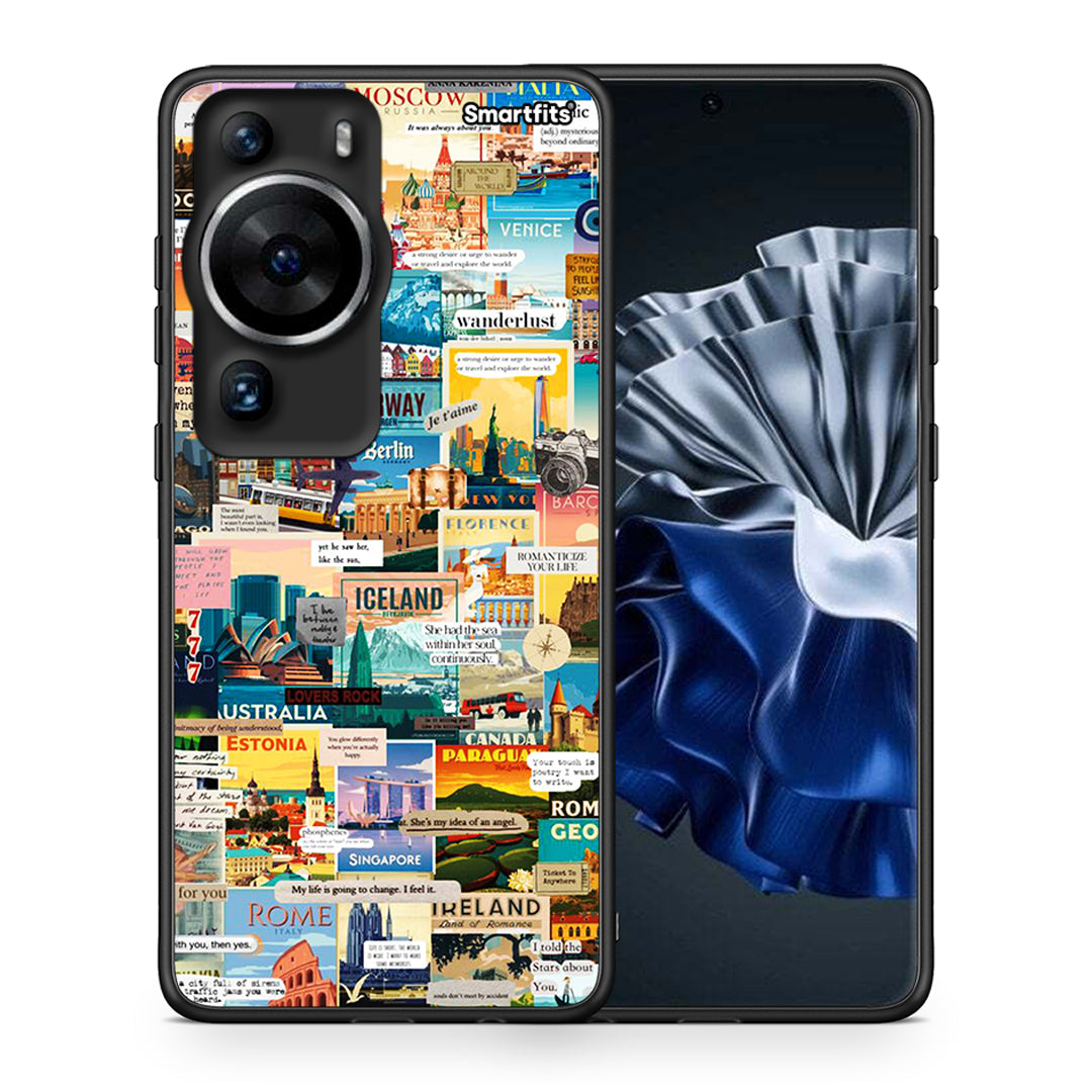 Θήκη Huawei P60 Pro Live To Travel από τη Smartfits με σχέδιο στο πίσω μέρος και μαύρο περίβλημα | Huawei P60 Pro Live To Travel Case with Colorful Back and Black Bezels