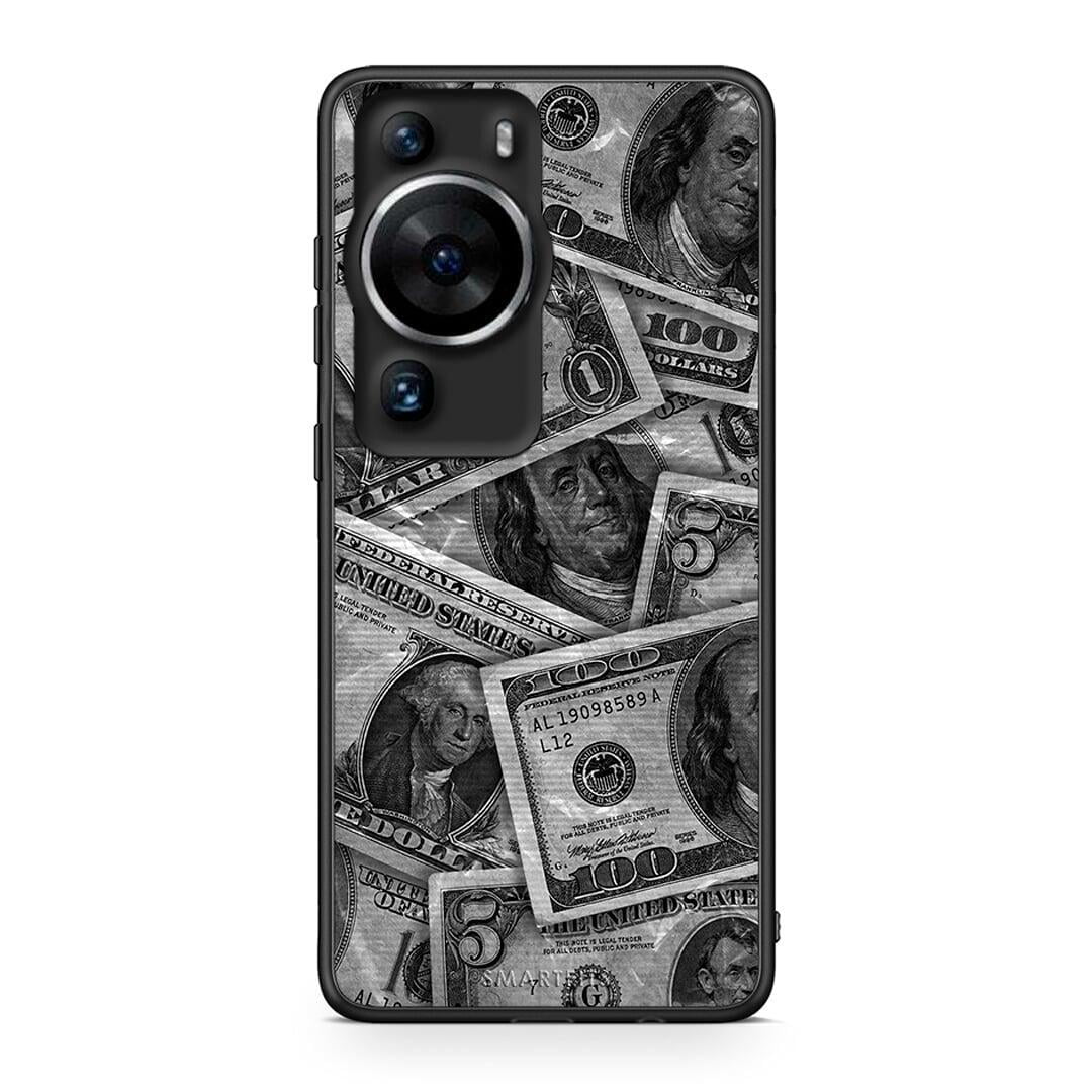 Θήκη Huawei P60 Pro Money Dollars από τη Smartfits με σχέδιο στο πίσω μέρος και μαύρο περίβλημα | Huawei P60 Pro Money Dollars Case with Colorful Back and Black Bezels