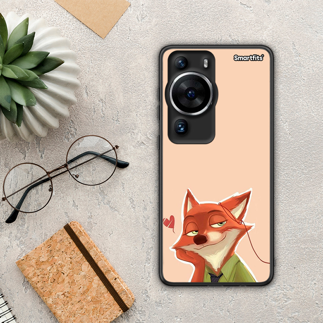 Θήκη Huawei P60 Pro Nick Wilde And Judy Hopps Love 1 από τη Smartfits με σχέδιο στο πίσω μέρος και μαύρο περίβλημα | Huawei P60 Pro Nick Wilde And Judy Hopps Love 1 Case with Colorful Back and Black Bezels