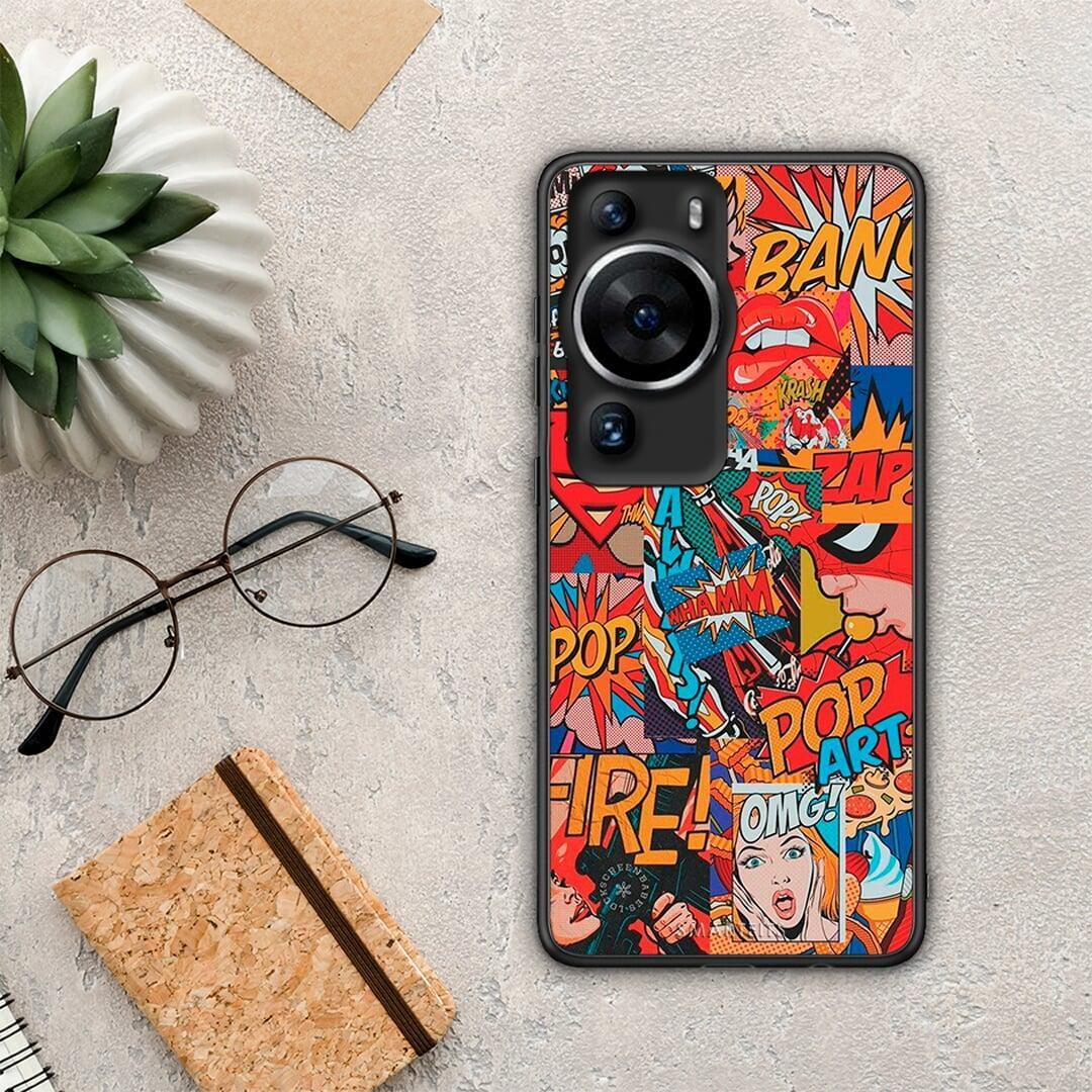 Θήκη Huawei P60 Pro PopArt OMG από τη Smartfits με σχέδιο στο πίσω μέρος και μαύρο περίβλημα | Huawei P60 Pro PopArt OMG Case with Colorful Back and Black Bezels