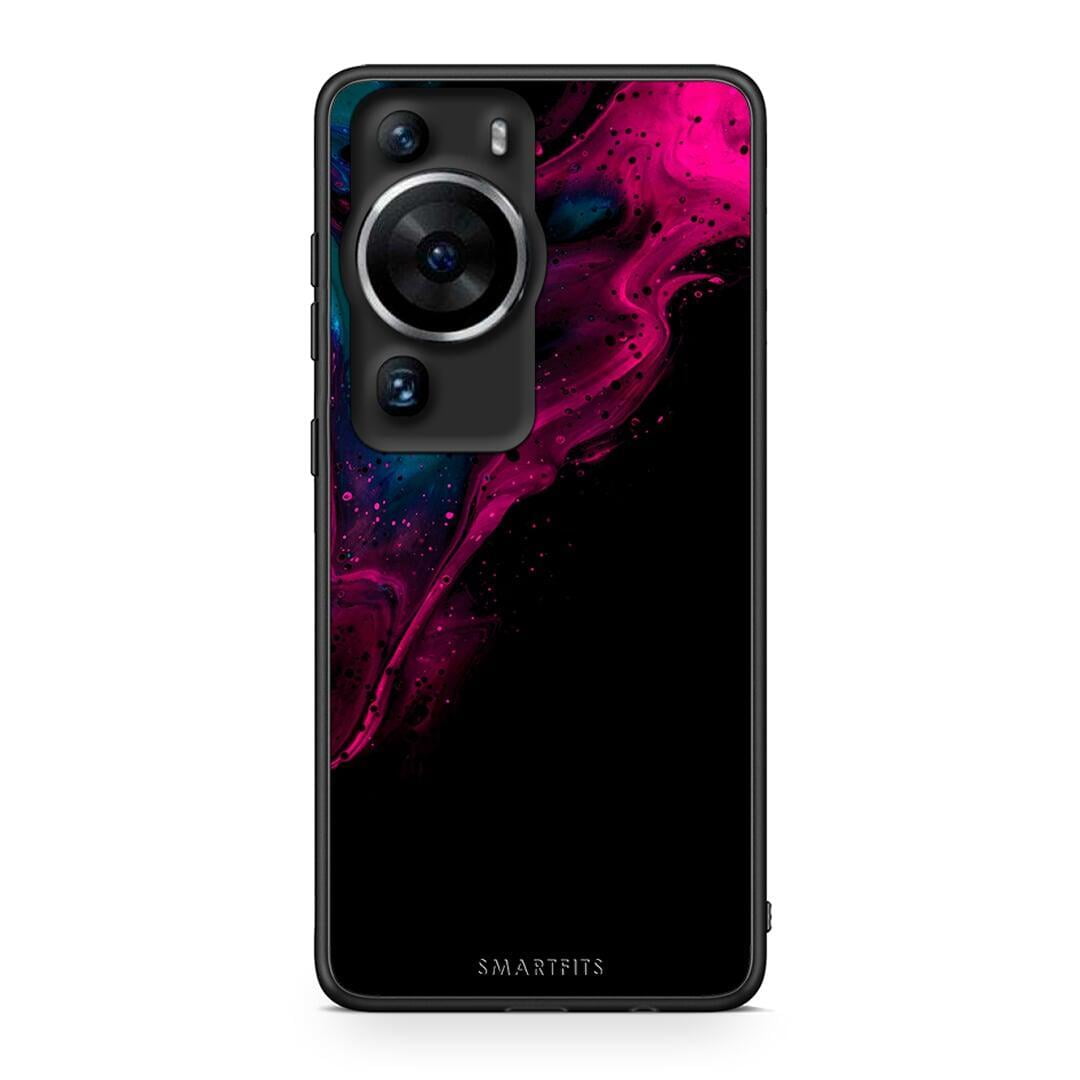 Θήκη Huawei P60 Pro Watercolor Pink Black από τη Smartfits με σχέδιο στο πίσω μέρος και μαύρο περίβλημα | Huawei P60 Pro Watercolor Pink Black Case with Colorful Back and Black Bezels