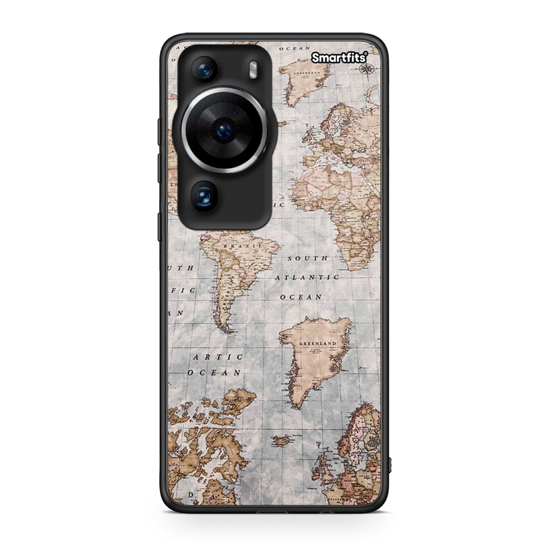Θήκη Huawei P60 Pro World Map από τη Smartfits με σχέδιο στο πίσω μέρος και μαύρο περίβλημα | Huawei P60 Pro World Map Case with Colorful Back and Black Bezels