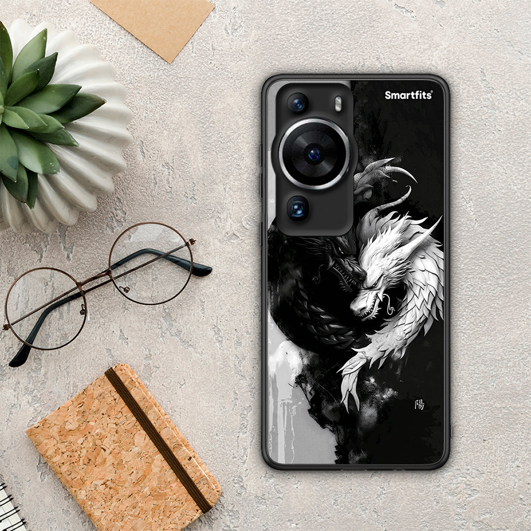 Θήκη Huawei P60 Pro Yin Yang από τη Smartfits με σχέδιο στο πίσω μέρος και μαύρο περίβλημα | Huawei P60 Pro Yin Yang Case with Colorful Back and Black Bezels