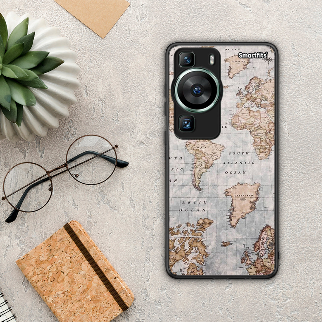 Θήκη Huawei P60 World Map από τη Smartfits με σχέδιο στο πίσω μέρος και μαύρο περίβλημα | Huawei P60 World Map Case with Colorful Back and Black Bezels