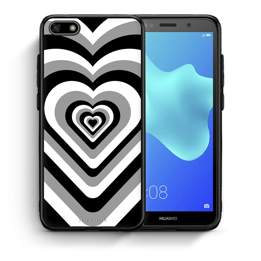 Θήκη Huawei Y5 2018/Honor 7S Black Hearts από τη Smartfits με σχέδιο στο πίσω μέρος και μαύρο περίβλημα | Huawei Y5 2018/Honor 7S Black Hearts case with colorful back and black bezels