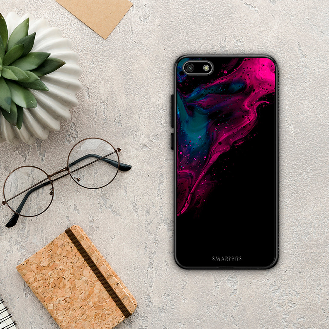 Watercolor Pink Black - Huawei Y5 2018 / Honor 7S θήκη