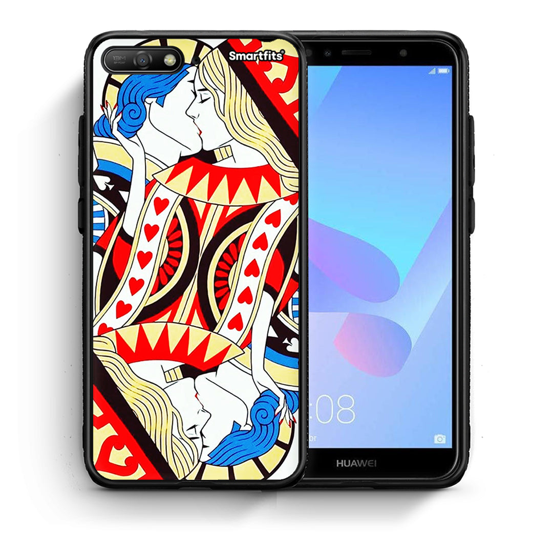 Θήκη Huawei Y6 2018 Card Love από τη Smartfits με σχέδιο στο πίσω μέρος και μαύρο περίβλημα | Huawei Y6 2018 Card Love case with colorful back and black bezels