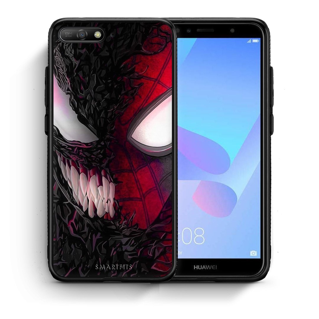 Θήκη Huawei Y6 2018 SpiderVenom PopArt από τη Smartfits με σχέδιο στο πίσω μέρος και μαύρο περίβλημα | Huawei Y6 2018 SpiderVenom PopArt case with colorful back and black bezels