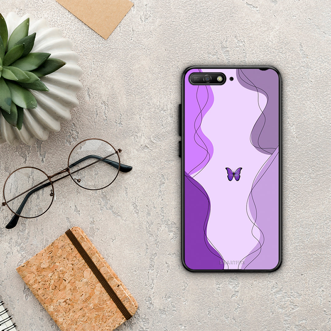 Purple Mariposa - Huawei Y6 2018 / Honor 7A θήκη