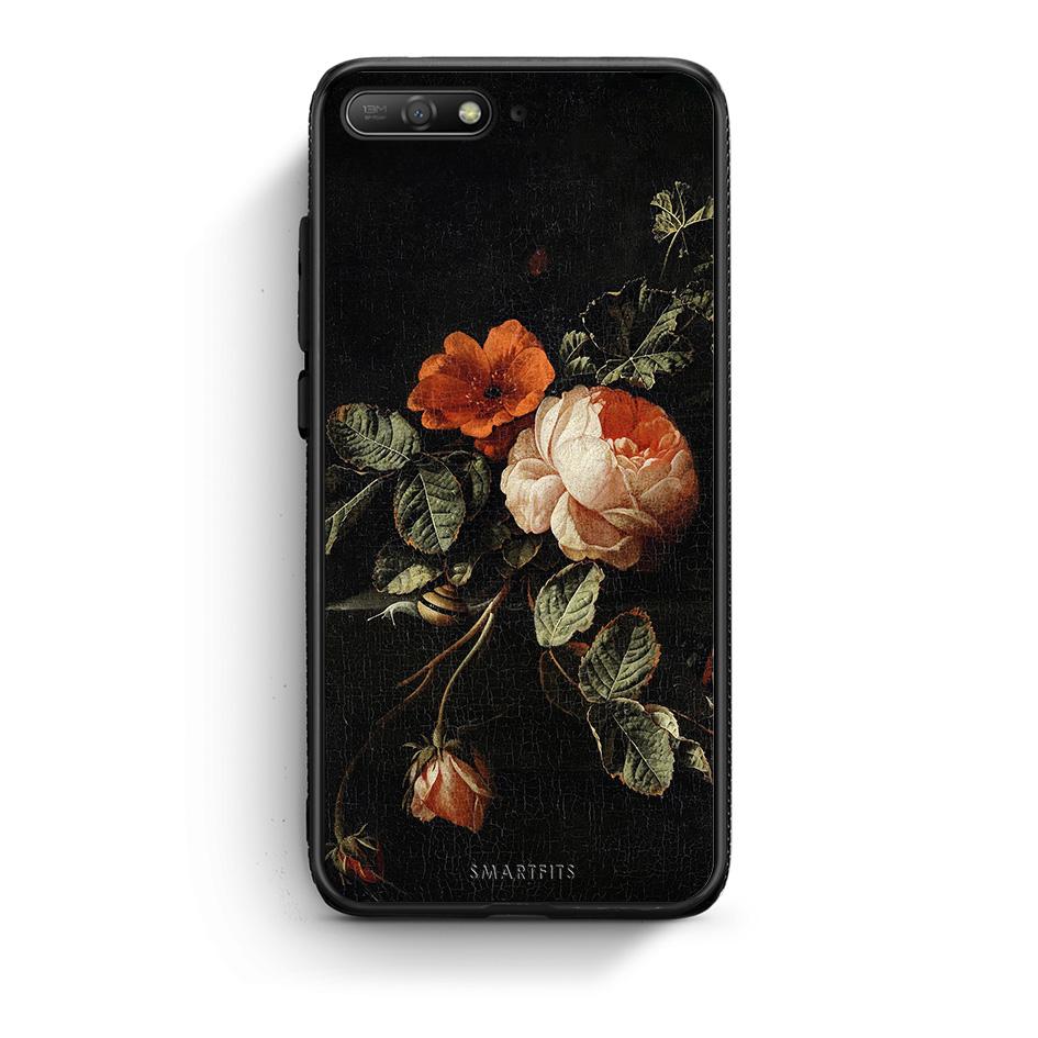 Huawei Y6 2018 Vintage Roses θήκη από τη Smartfits με σχέδιο στο πίσω μέρος και μαύρο περίβλημα | Smartphone case with colorful back and black bezels by Smartfits