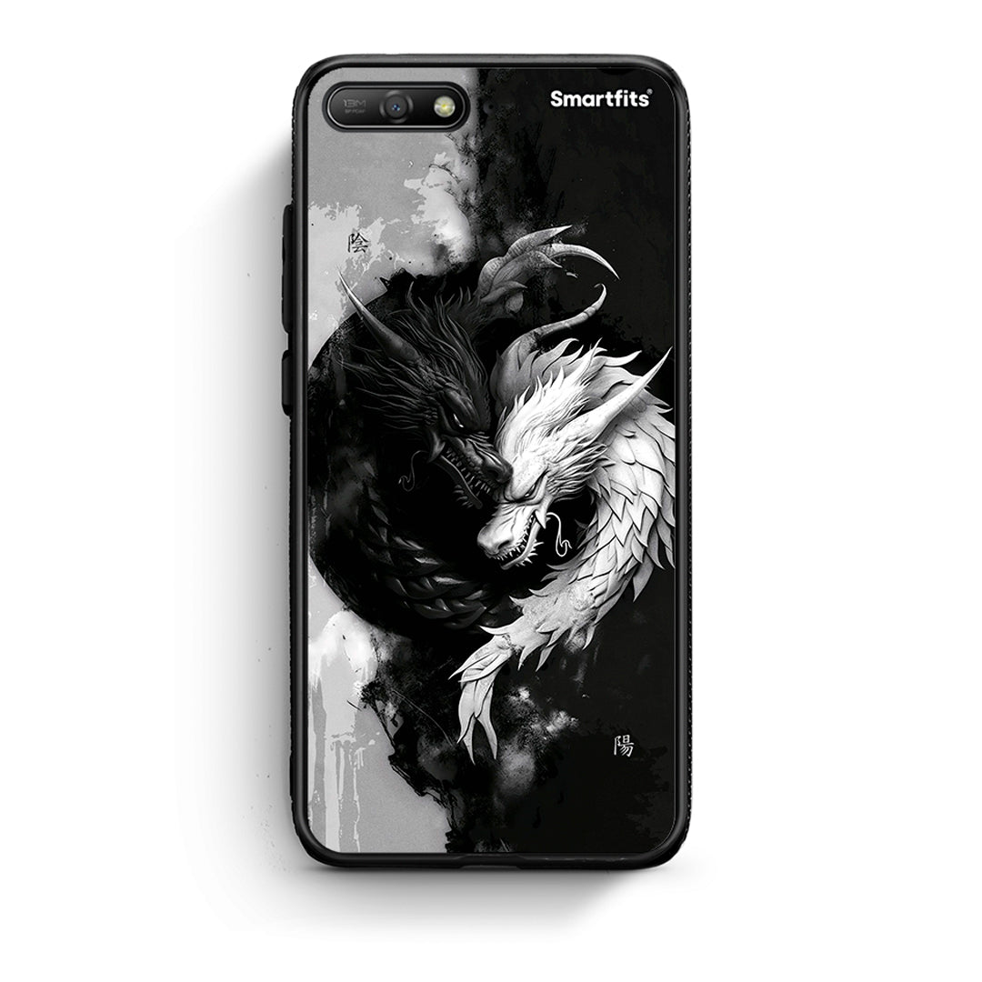Huawei Y6 2018 Yin Yang Θήκη από τη Smartfits με σχέδιο στο πίσω μέρος και μαύρο περίβλημα | Smartphone case with colorful back and black bezels by Smartfits