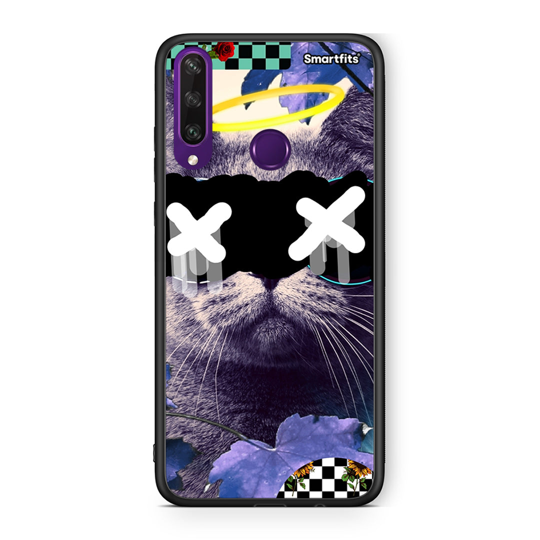 Huawei Y6p Cat Collage θήκη από τη Smartfits με σχέδιο στο πίσω μέρος και μαύρο περίβλημα | Smartphone case with colorful back and black bezels by Smartfits