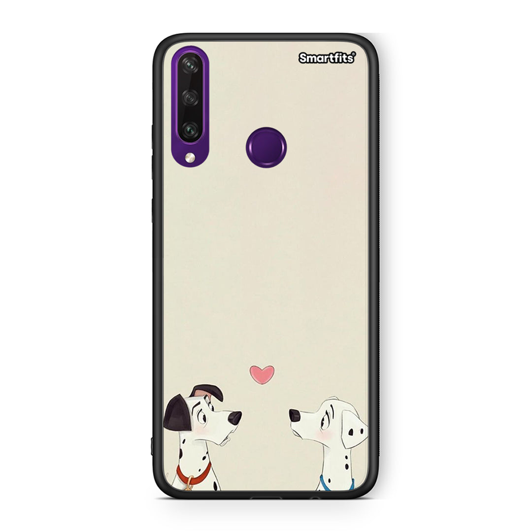 Huawei Y6p Dalmatians Love θήκη από τη Smartfits με σχέδιο στο πίσω μέρος και μαύρο περίβλημα | Smartphone case with colorful back and black bezels by Smartfits