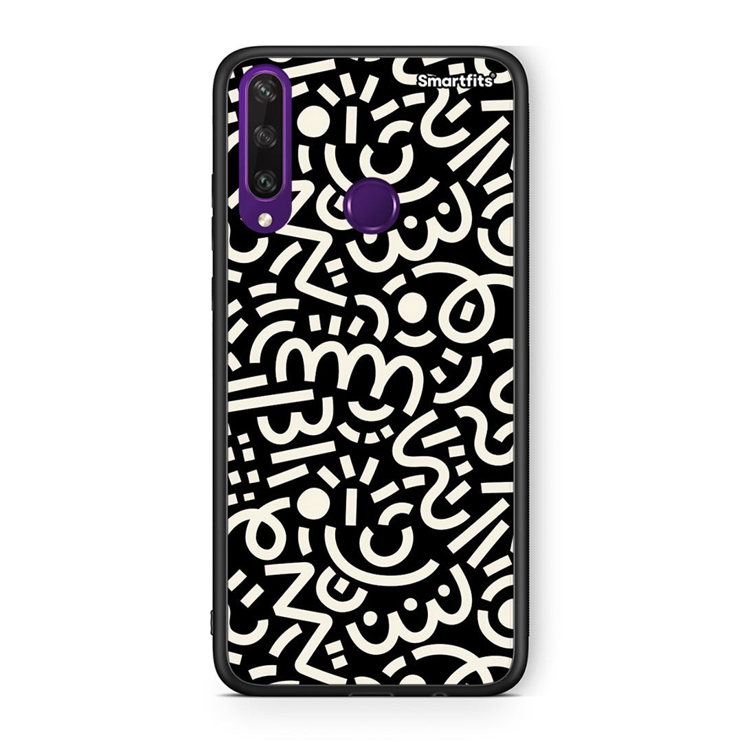 Huawei Y6p Doodle Art Θήκη από τη Smartfits με σχέδιο στο πίσω μέρος και μαύρο περίβλημα | Smartphone case with colorful back and black bezels by Smartfits