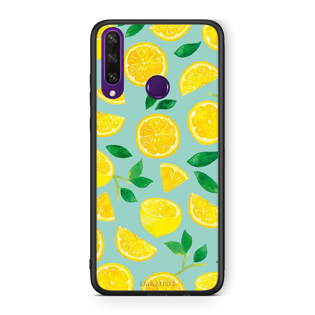 Huawei Y6p Lemons θήκη από τη Smartfits με σχέδιο στο πίσω μέρος και μαύρο περίβλημα | Smartphone case with colorful back and black bezels by Smartfits
