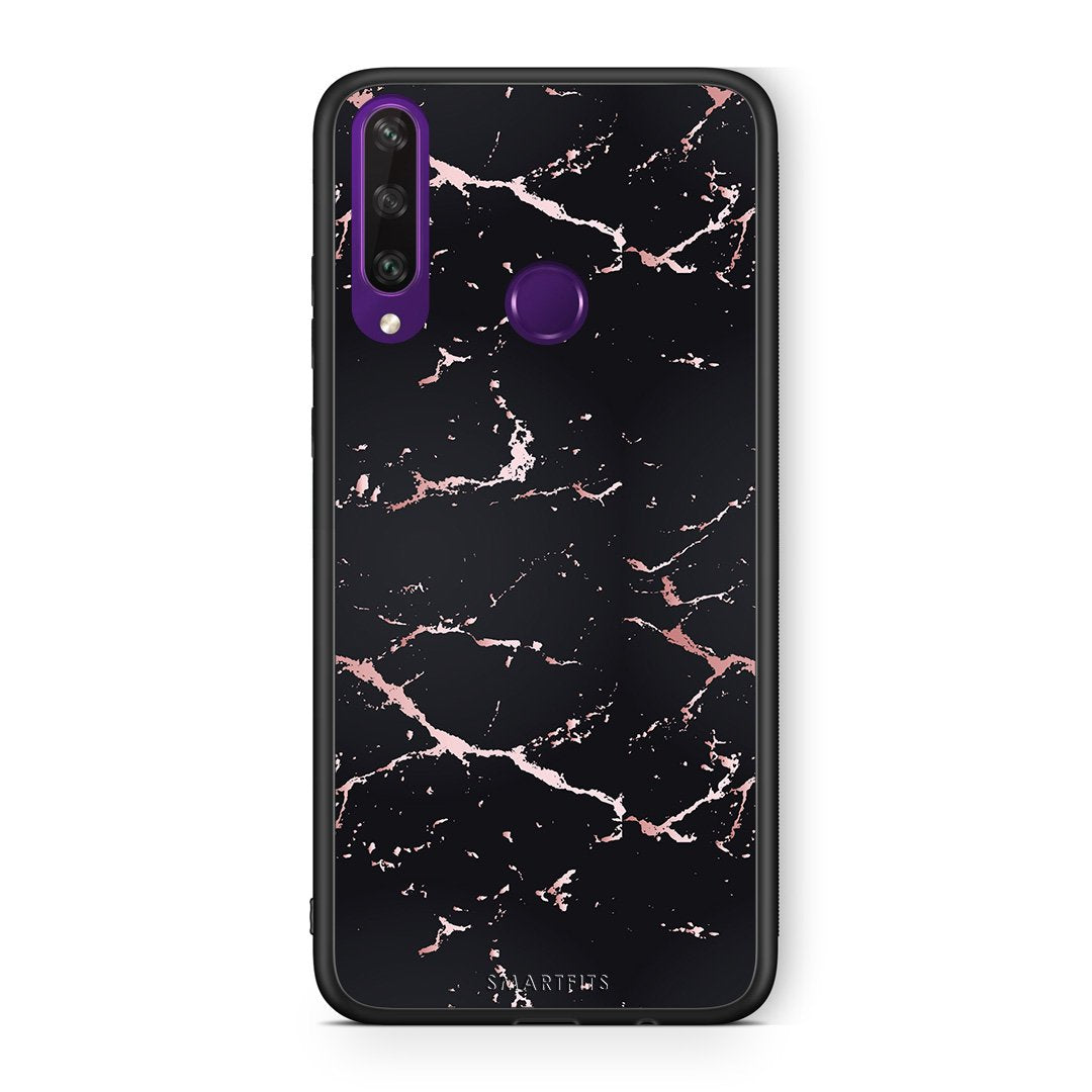 4 - Huawei Y6p  Black Rosegold Marble case, cover, bumper