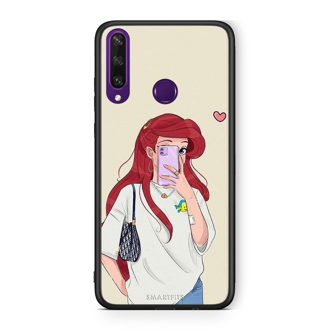 Huawei Y6p Walking Mermaid Θήκη από τη Smartfits με σχέδιο στο πίσω μέρος και μαύρο περίβλημα | Smartphone case with colorful back and black bezels by Smartfits