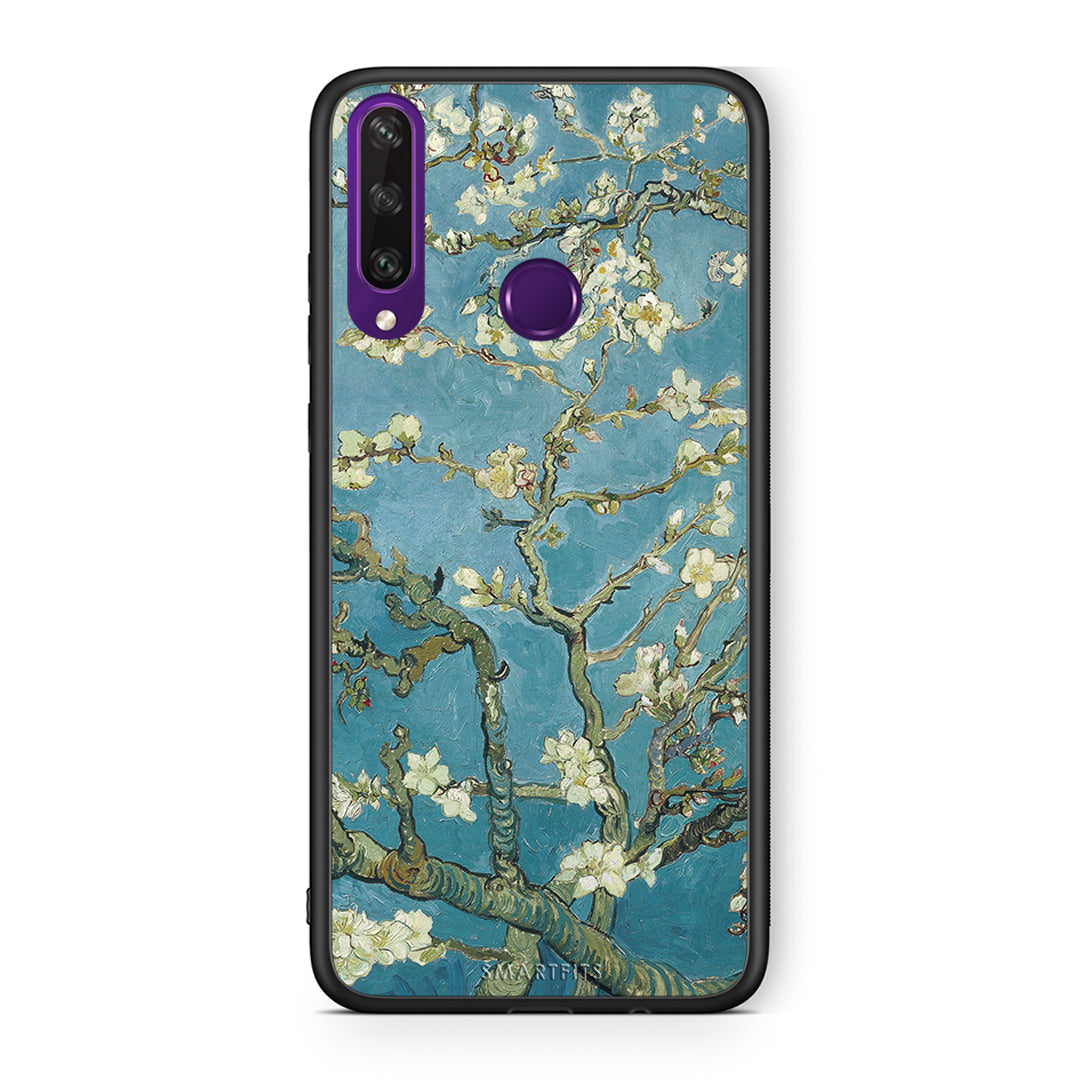 Huawei Y6p White Blossoms θήκη από τη Smartfits με σχέδιο στο πίσω μέρος και μαύρο περίβλημα | Smartphone case with colorful back and black bezels by Smartfits
