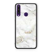 Thumbnail for Huawei Y6p White Gold Marble θήκη από τη Smartfits με σχέδιο στο πίσω μέρος και μαύρο περίβλημα | Smartphone case with colorful back and black bezels by Smartfits