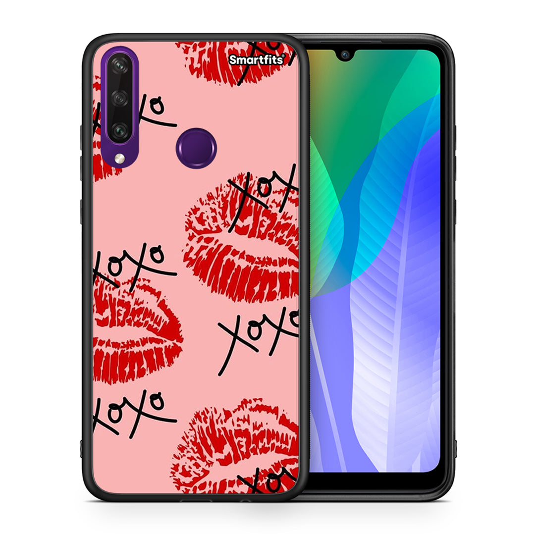 Θήκη Huawei Y6p XOXO Lips από τη Smartfits με σχέδιο στο πίσω μέρος και μαύρο περίβλημα | Huawei Y6p XOXO Lips case with colorful back and black bezels