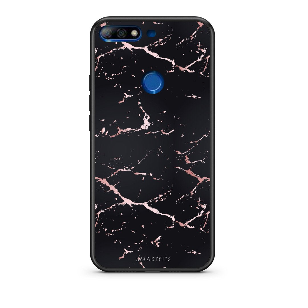 4 - Huawei Y7 2018 Black Rosegold Marble case, cover, bumper