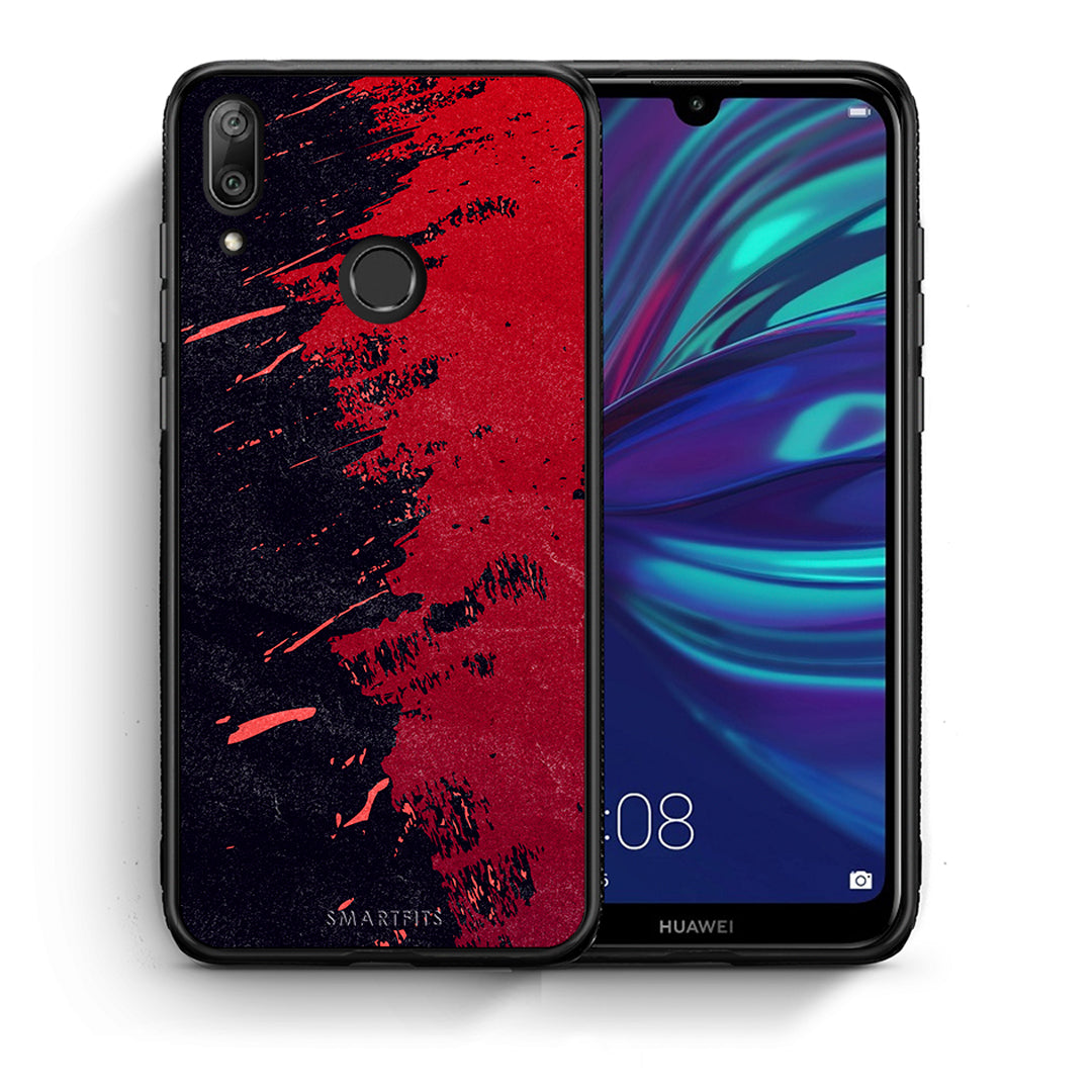 Θήκη Αγίου Βαλεντίνου Huawei Y7 2019 Red Paint από τη Smartfits με σχέδιο στο πίσω μέρος και μαύρο περίβλημα | Huawei Y7 2019 Red Paint case with colorful back and black bezels