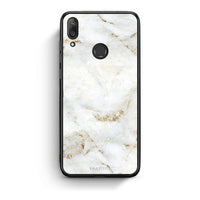 Thumbnail for Huawei Y7 2019 White Gold Marble θήκη από τη Smartfits με σχέδιο στο πίσω μέρος και μαύρο περίβλημα | Smartphone case with colorful back and black bezels by Smartfits
