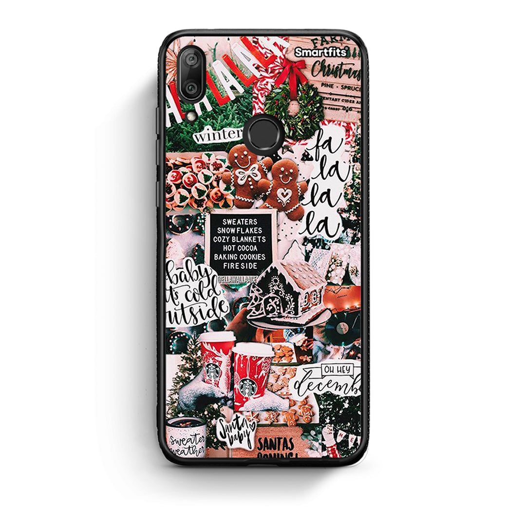 Huawei Y7 2019 Xmas Habbits θήκη από τη Smartfits με σχέδιο στο πίσω μέρος και μαύρο περίβλημα | Smartphone case with colorful back and black bezels by Smartfits