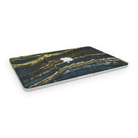 Thumbnail for Marble Gold Dark Blue - Macbook Skin