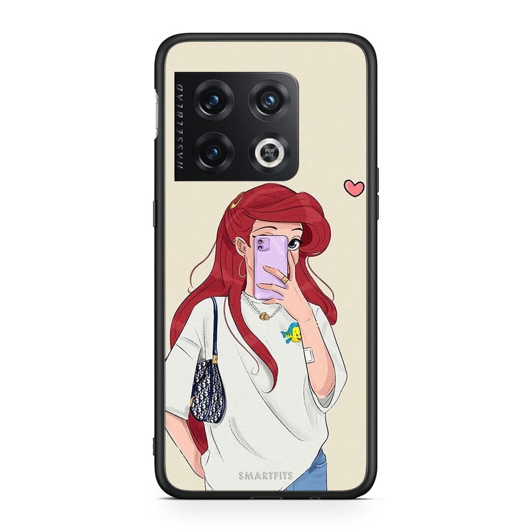 OnePlus 10 Pro Walking Mermaid Θήκη από τη Smartfits με σχέδιο στο πίσω μέρος και μαύρο περίβλημα | Smartphone case with colorful back and black bezels by Smartfits