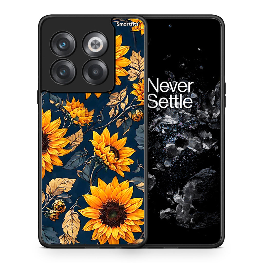 Θήκη OnePlus 10T Autumn Sunflowers από τη Smartfits με σχέδιο στο πίσω μέρος και μαύρο περίβλημα | OnePlus 10T Autumn Sunflowers case with colorful back and black bezels
