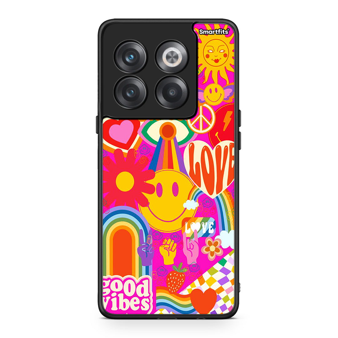 OnePlus 10T Hippie Love θήκη από τη Smartfits με σχέδιο στο πίσω μέρος και μαύρο περίβλημα | Smartphone case with colorful back and black bezels by Smartfits