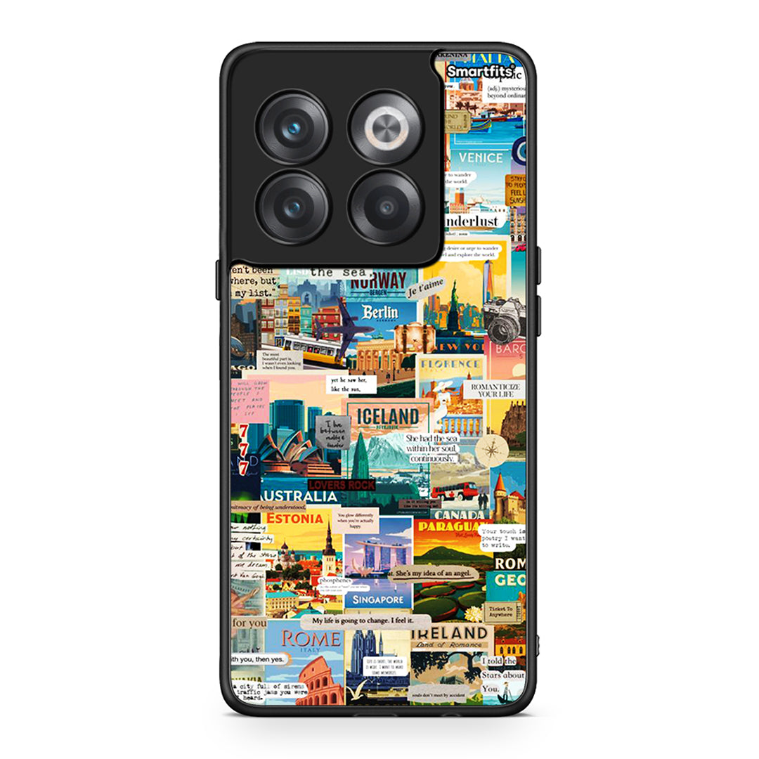 OnePlus 10T Live To Travel θήκη από τη Smartfits με σχέδιο στο πίσω μέρος και μαύρο περίβλημα | Smartphone case with colorful back and black bezels by Smartfits
