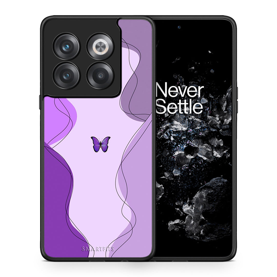 Θήκη Αγίου Βαλεντίνου OnePlus 10T Purple Mariposa από τη Smartfits με σχέδιο στο πίσω μέρος και μαύρο περίβλημα | OnePlus 10T Purple Mariposa case with colorful back and black bezels