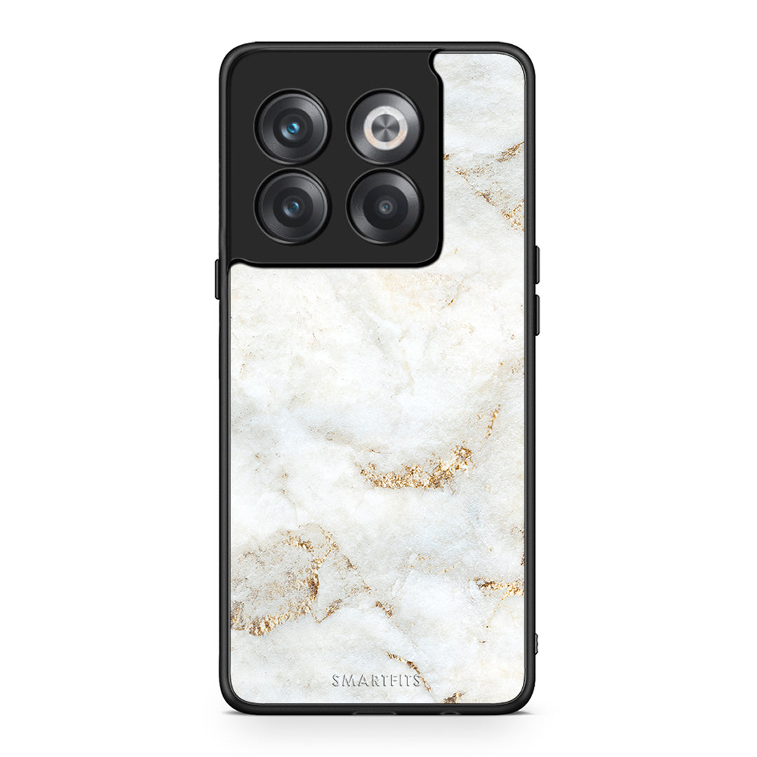 OnePlus 10T White Gold Marble θήκη από τη Smartfits με σχέδιο στο πίσω μέρος και μαύρο περίβλημα | Smartphone case with colorful back and black bezels by Smartfits
