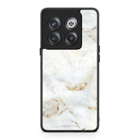 Thumbnail for OnePlus 10T White Gold Marble θήκη από τη Smartfits με σχέδιο στο πίσω μέρος και μαύρο περίβλημα | Smartphone case with colorful back and black bezels by Smartfits